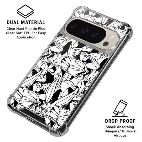 Looney Tunes Bugs Bunny Super Sized Pattern Pixel 9/9 Pro Clear Case